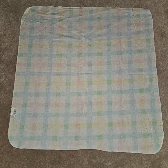 Pastel Pink Blue Green Yellow White Receiving Blanket Lovey Security 100% Cotton - Picture 5 of 5